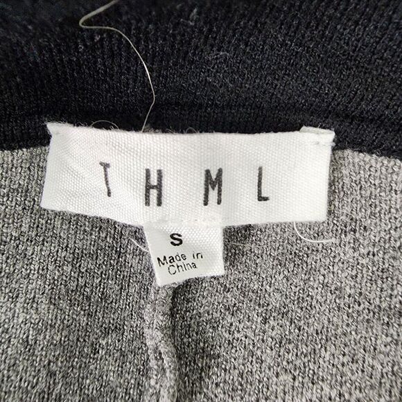 THML Cardigan Sweater Small Draped Color Blocked Oversized Open Front Pockets - Picture 8 of 10